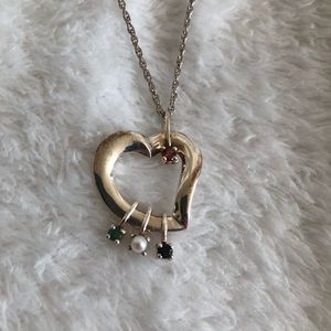 Lenox silver heart pendant with stone accents